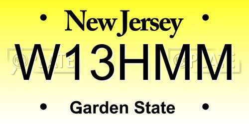 W13HMM New Jersey License Plate
