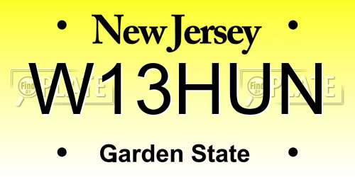 W13HUN New Jersey License Plate