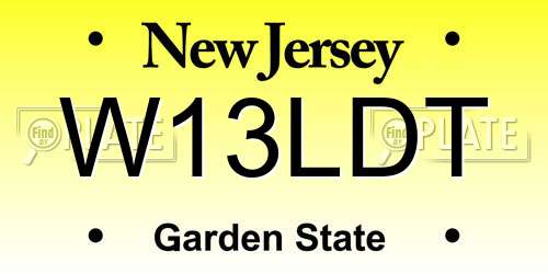 W13LDT New Jersey License Plate