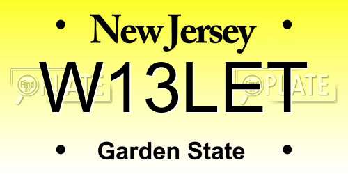 W13LET New Jersey License Plate