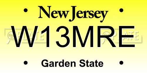 W13MRE New Jersey License Plate