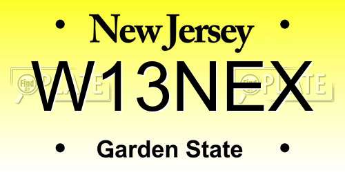 W13NEX New Jersey License Plate
