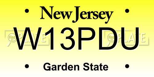W13PDU New Jersey License Plate