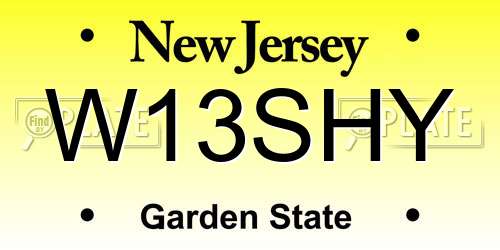 W13SHY New Jersey License Plate