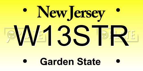 W13STR New Jersey License Plate