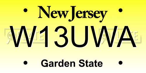 W13UWA New Jersey License Plate