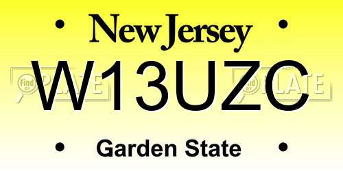 W13UZC New Jersey License Plate
