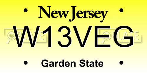 W13VEG New Jersey License Plate