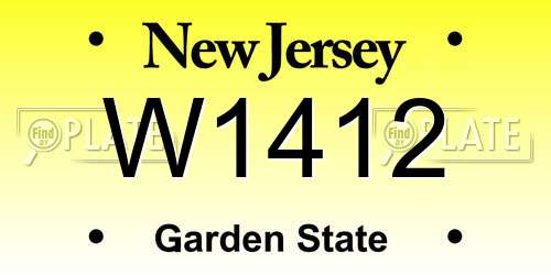 W1412 New Jersey License Plate