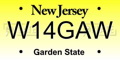 W14GAW New Jersey License Plate