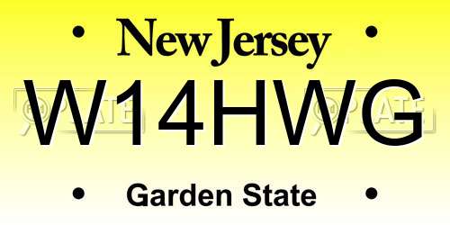 W14HWG New Jersey License Plate