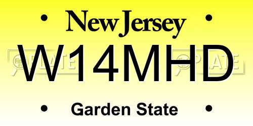 W14MHD New Jersey License Plate