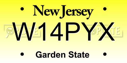 W14PYX New Jersey License Plate