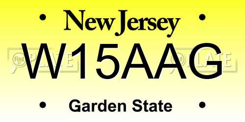 W15AAG New Jersey License Plate