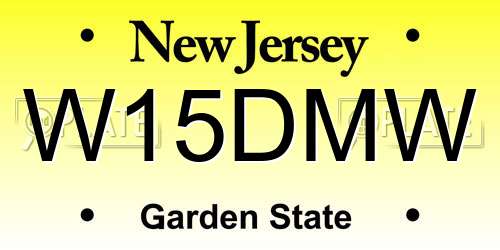 W15DMW New Jersey License Plate