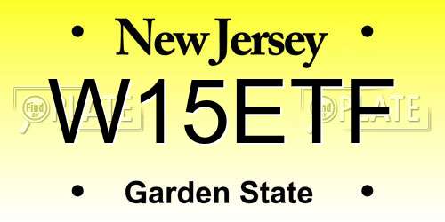 W15ETF New Jersey License Plate