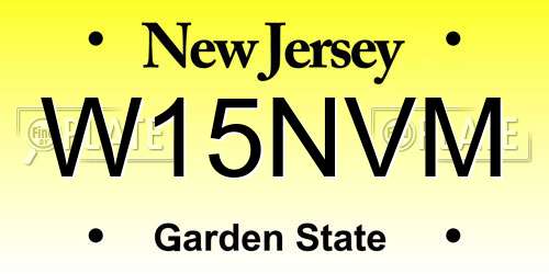 W15NVM New Jersey License Plate