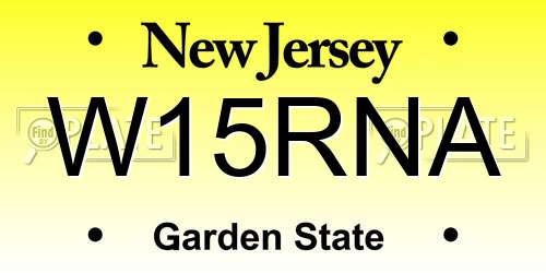 W15RNA New Jersey License Plate