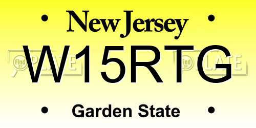 W15RTG New Jersey License Plate