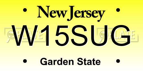 W15SUG New Jersey License Plate