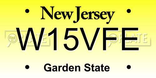 W15VFE New Jersey License Plate