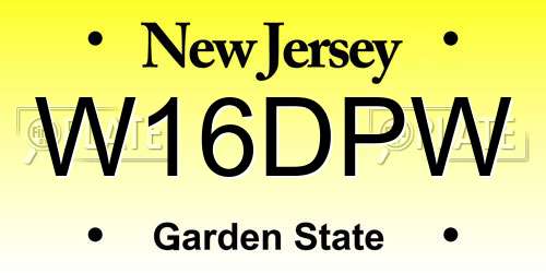 W16DPW New Jersey License Plate