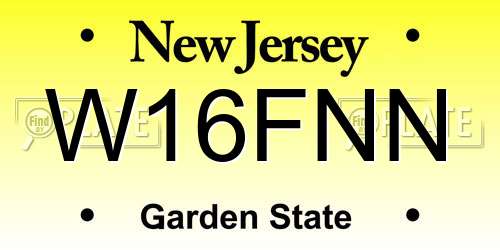 W16FNN New Jersey License Plate