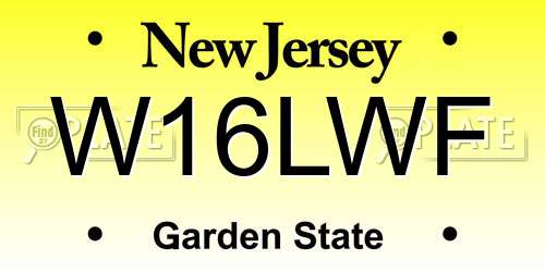W16LWF New Jersey License Plate