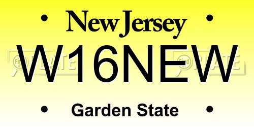 W16NEW New Jersey License Plate
