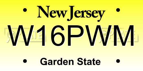 W16PWM New Jersey License Plate