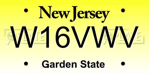 W16VWV New Jersey License Plate