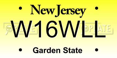 W16WLL New Jersey License Plate