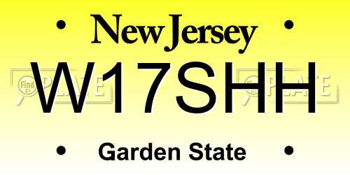 W17SHH New Jersey License Plate
