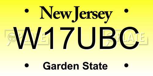 W17UBC New Jersey License Plate