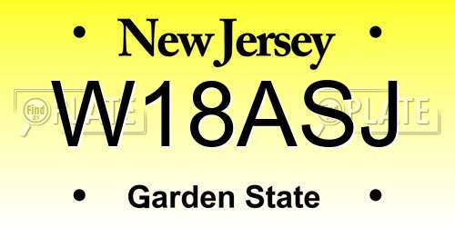 W18ASJ New Jersey License Plate