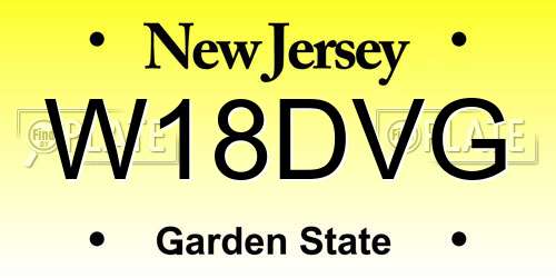 W18DVG New Jersey License Plate
