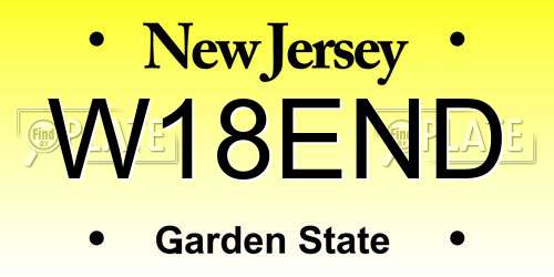W18END New Jersey License Plate