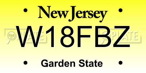 W18FBZ New Jersey License Plate