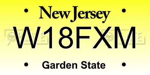 W18FXM New Jersey License Plate