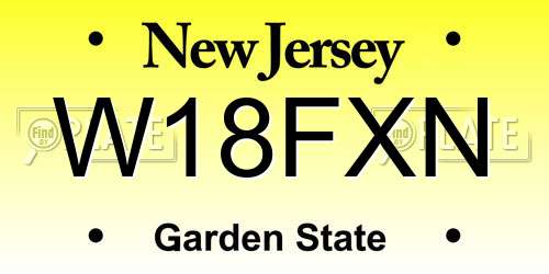 W18FXN New Jersey License Plate