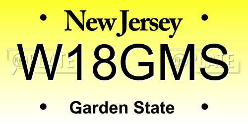 W18GMS New Jersey License Plate