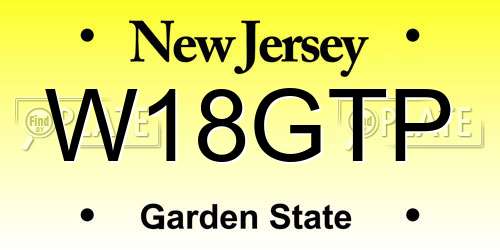 W18GTP New Jersey License Plate