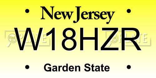 W18HZR New Jersey License Plate