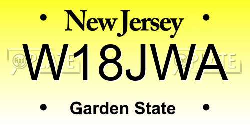 W18JWA New Jersey License Plate