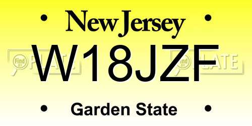 W18JZF New Jersey License Plate