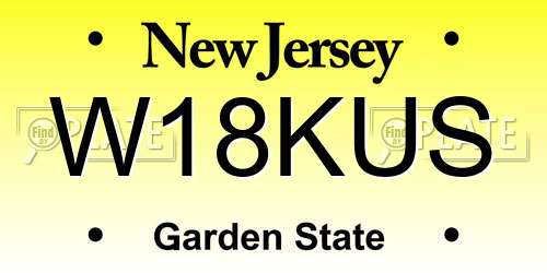 W18KUS New Jersey License Plate