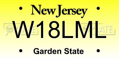 W18LML New Jersey License Plate