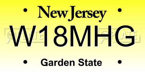 W18MHG New Jersey License Plate