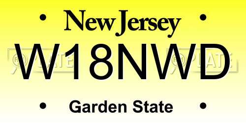 W18NWD New Jersey License Plate