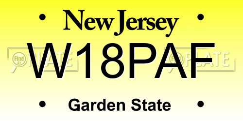 W18PAF New Jersey License Plate